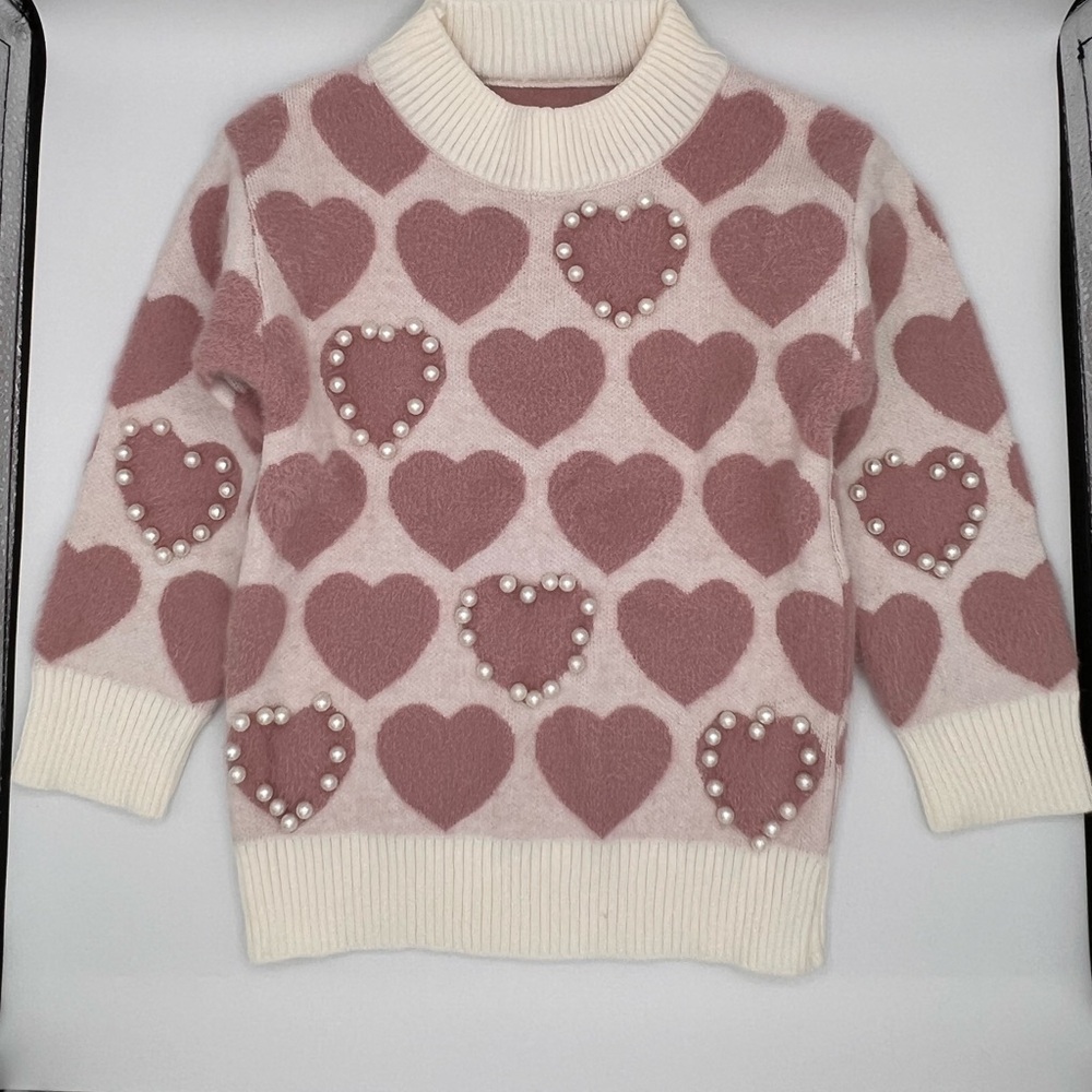 Pearl Heart Sweater with Pearl Accents 3T